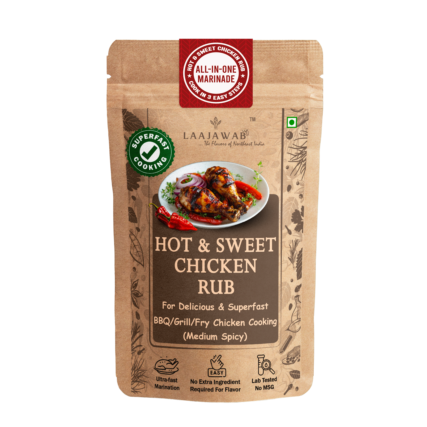 Hot & Sweet Chkn Rub With Bhut Jhalokia 50Gm