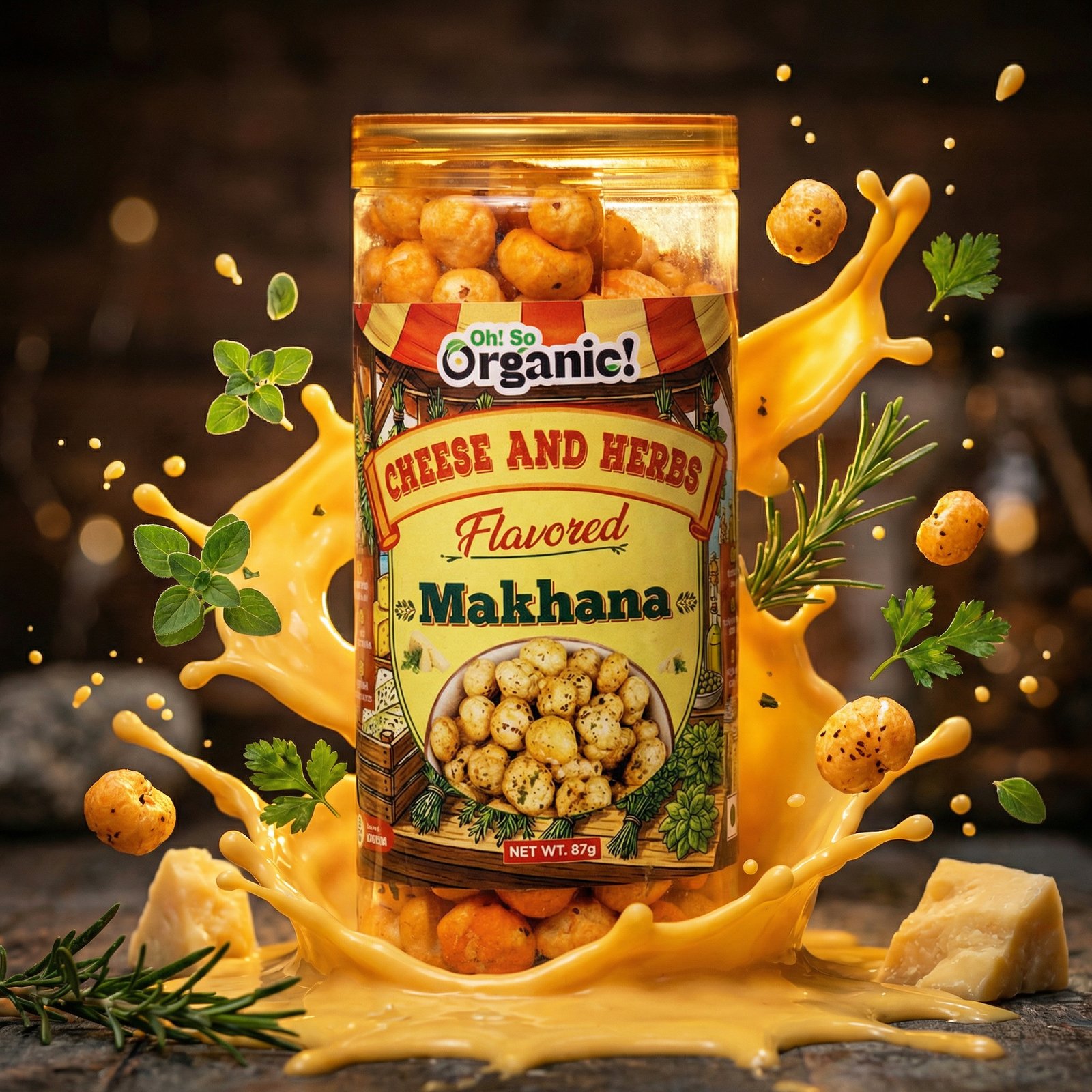 OhSo Organic Roasted Makhana Combo Pack – Barbecue, Cheese & Herbs & Peri Peri | Healthy Fox Nuts Snack | Crunchy & Flavorful | 87g Each (Pack of 3)