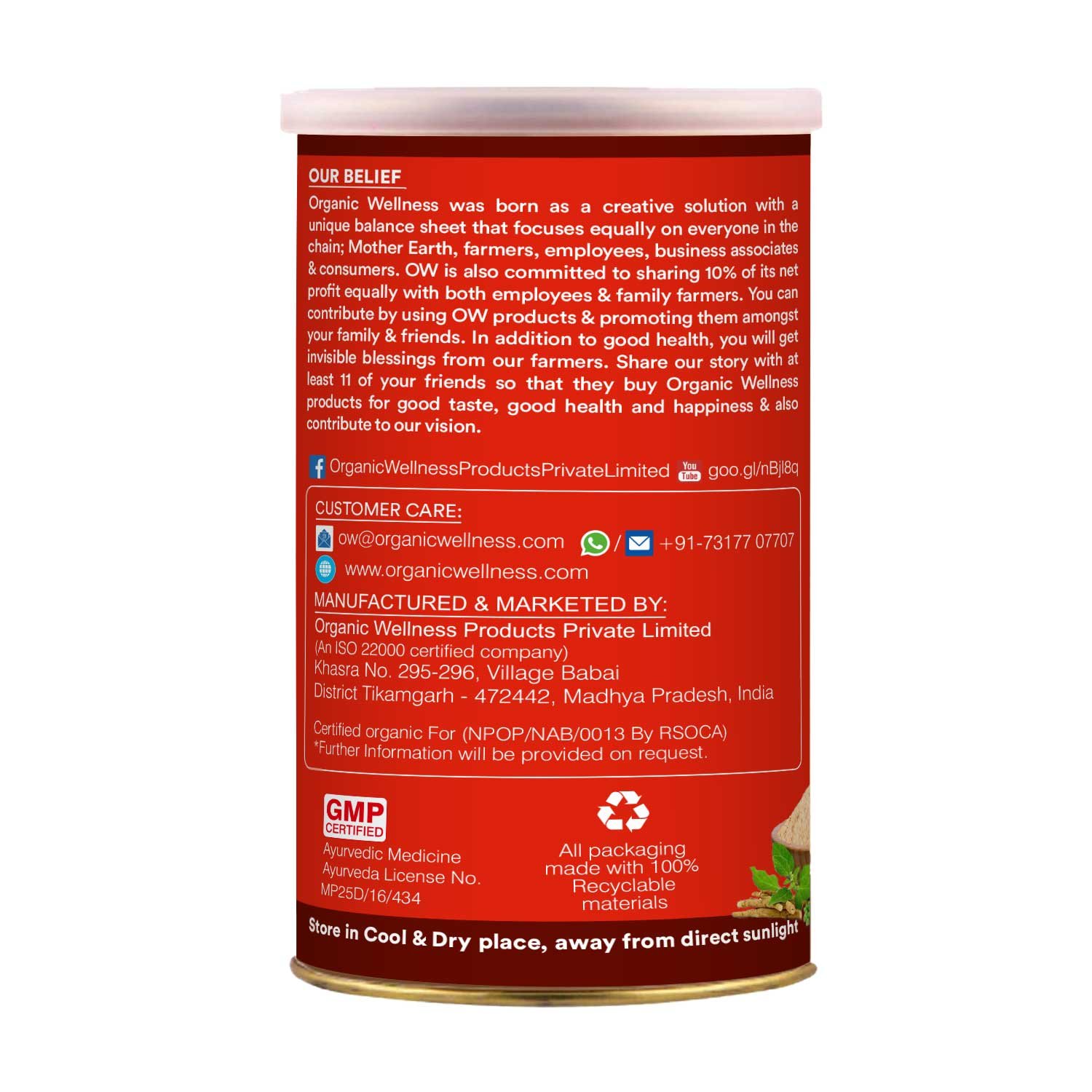 Organic wellness ashwagandha powder 100gm
