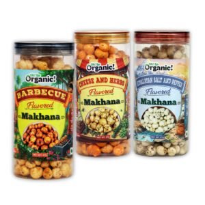 OhSo Organic Roasted Makhana Combo Pack – Barbecue, Cheese & Herbs, Himalayan Salt & Pepper | Healthy Fox Nuts Snack | 87g Each (Pack of 3)
