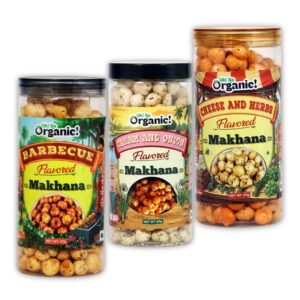 OhSo Organic Roasted Makhana Combo Pack – Barbecue, Cheese & Herbs & Cheese & Onion | Crunchy Fox Nuts Snack | Healthy & Flavorful | 87g Each (Pack of 3)