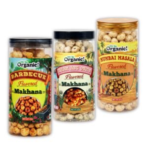 OhSo Organic Roasted Makhana Combo Pack – Barbecue, Cheese & Onion & Mumbai Masala | Crunchy Fox Nuts Snack | Healthy & Flavorful | 87g Each (Pack of 3)