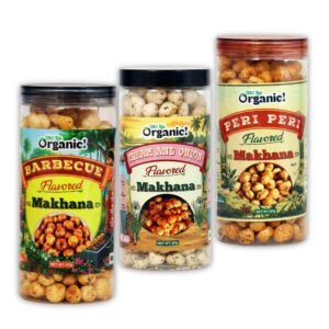 OhSo Organic Roasted Makhana Combo Pack – Barbecue, Cheese & Onion & Peri Peri Masala | Crunchy Fox Nuts Snack | Healthy & Flavorful | 87g Each (Pack of 3)