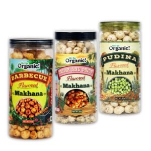 OhSo Organic Roasted Makhana Combo Pack – Barbecue, Cheese & Onion & Pudina | Crunchy Fox Nuts Snack | Healthy & Flavorful | 87g Each (Pack of 3)