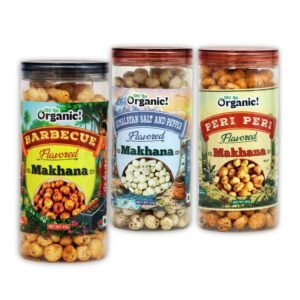 OhSo Organic Roasted Makhana Combo Pack – Barbecue, Himalayan Salt & Pepper & Peri Peri | Crunchy Fox Nuts Snack | Healthy & Flavorful | 87g Each (Pack of 3)