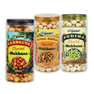 OhSo Organic Roasted Makhana Combo Pack – Barbecue, Mumbai Masala & Pudina | Crunchy Fox Nuts Snack | Healthy & Flavorful | 87g Each (Pack of 3)