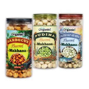 OhSo Organic Roasted Makhana Combo Pack – Barbecue, Pudina & Himalayan Salt | Crunchy Fox Nuts Snack | Light & Flavorful | 87g Each (Pack of 3)