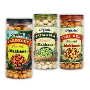 OhSo Organic Roasted Makhana Combo Pack – Barbecue, Pudina & Peri Peri | Crunchy Fox Nuts Snack | Healthy & Flavorful | 87g Each (Pack of 3)