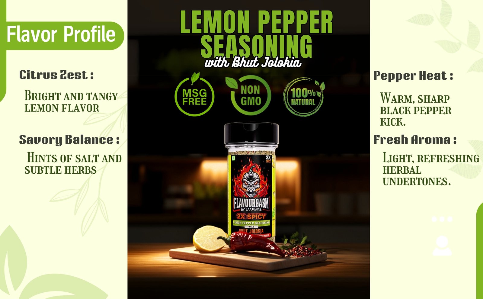 2X Spicy Lemon Pepper Seasoning 80Gm