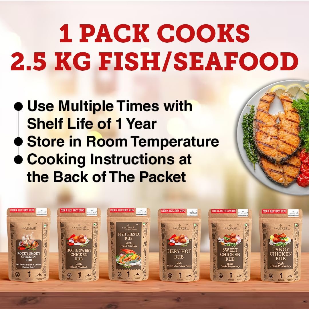 India'S First All-In-One Natural Fish & Prawn Masala Marinade For Delicious & Superfast Cooking Robust Blend Of Parsley,Yellow Mustard,Lemon & Black Pepper,130 Gram