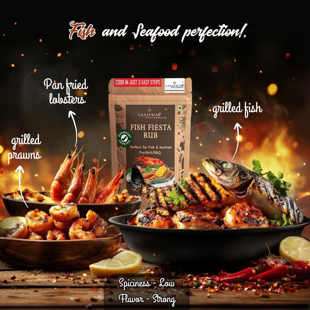 India'S First All-In-One Natural Fish & Prawn Masala Marinade For Delicious & Superfast Cooking Robust Blend Of Parsley,Yellow Mustard,Lemon & Black Pepper,130 Gram