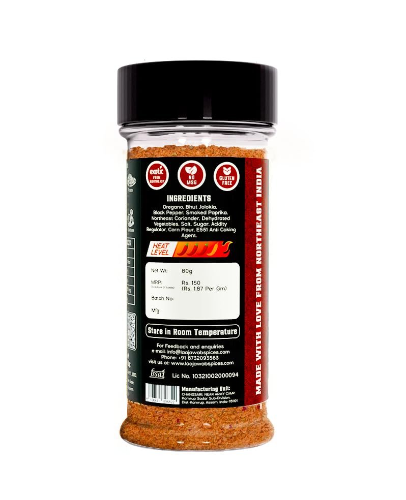 Flavourgasm Peri Peri Masala Powder With Bhut Jolokia 2X Spicy Seasoning For Fries, Popcorn, Pizza, Pasta, Noodles, Chicken, Veggies Tangy Fiery & Smoky Flavour No Msg Or Additives; 80G