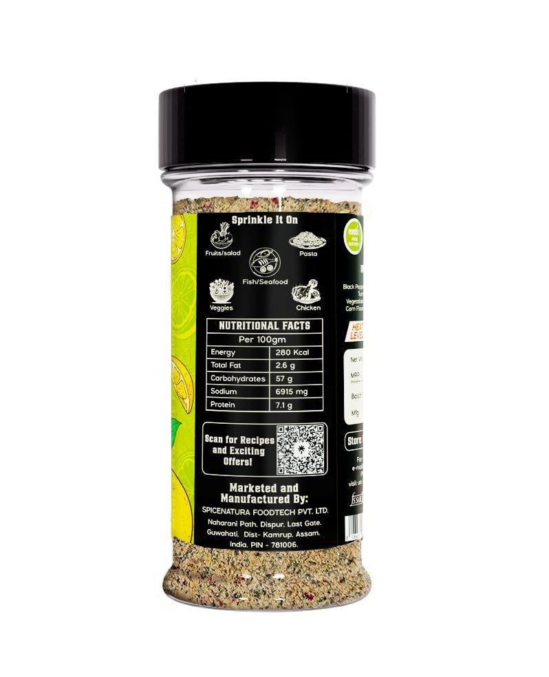 Flavourgasm Chilli Lime Seasoning With Bhut Jolokia 2X Spicy Lemon Pepper Masala For Fruits, Chaats, Salads, Chicken, Tacos, Grill, Snacks, Lemonade Bold Tangy Heat No Msg Or Additives; 85G