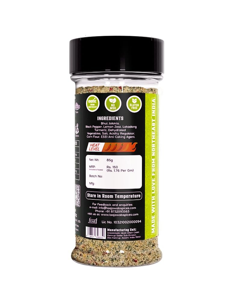 Flavourgasm Chilli Lime Seasoning With Bhut Jolokia 2X Spicy Lemon Pepper Masala For Fruits, Chaats, Salads, Chicken, Tacos, Grill, Snacks, Lemonade Bold Tangy Heat No Msg Or Additives; 85G