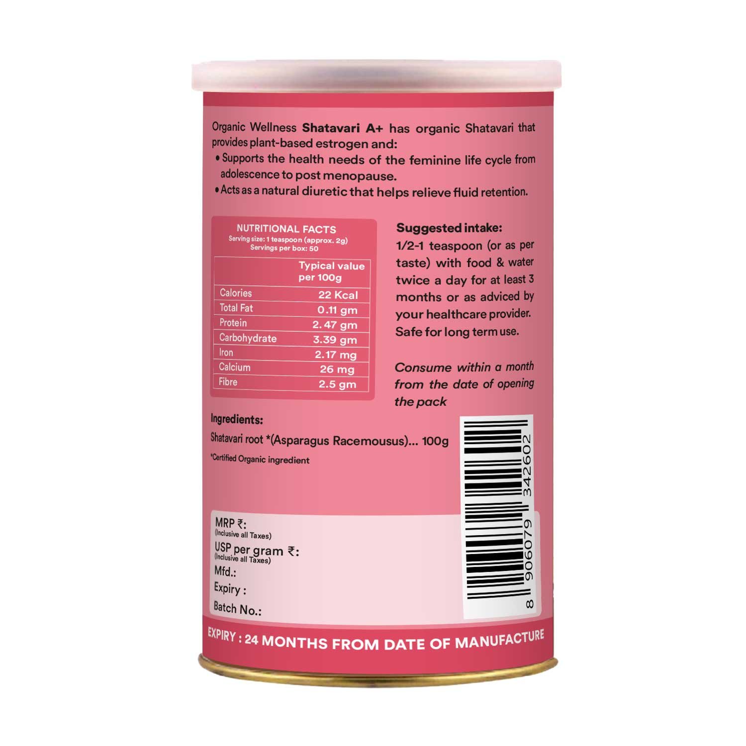 Organic wellness Shatavari powder 100gm