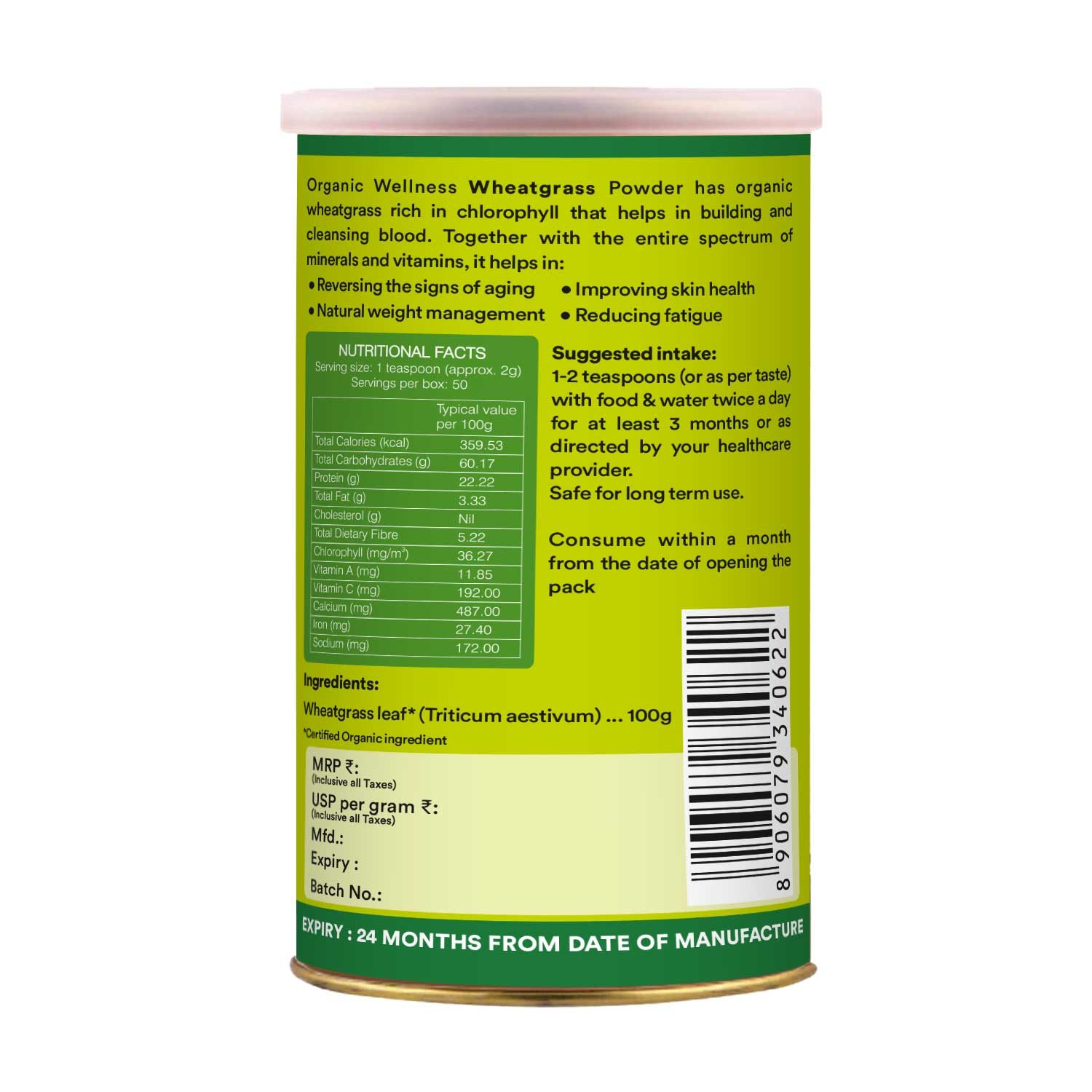 Organic wellness Wheat grass powder 100gm