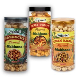 OhSo Organic Roasted Makhana Combo Pack – Barbecue, Tangy Tomato & Mumbai Masala | Crunchy Fox Nuts Snack | Healthy & Flavorful | 87g Each (Pack of 3)